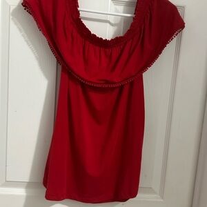 Lauren Ralph Lauren Red Women's Top Size Medium #100% Cotton #Sleeve #Old Money